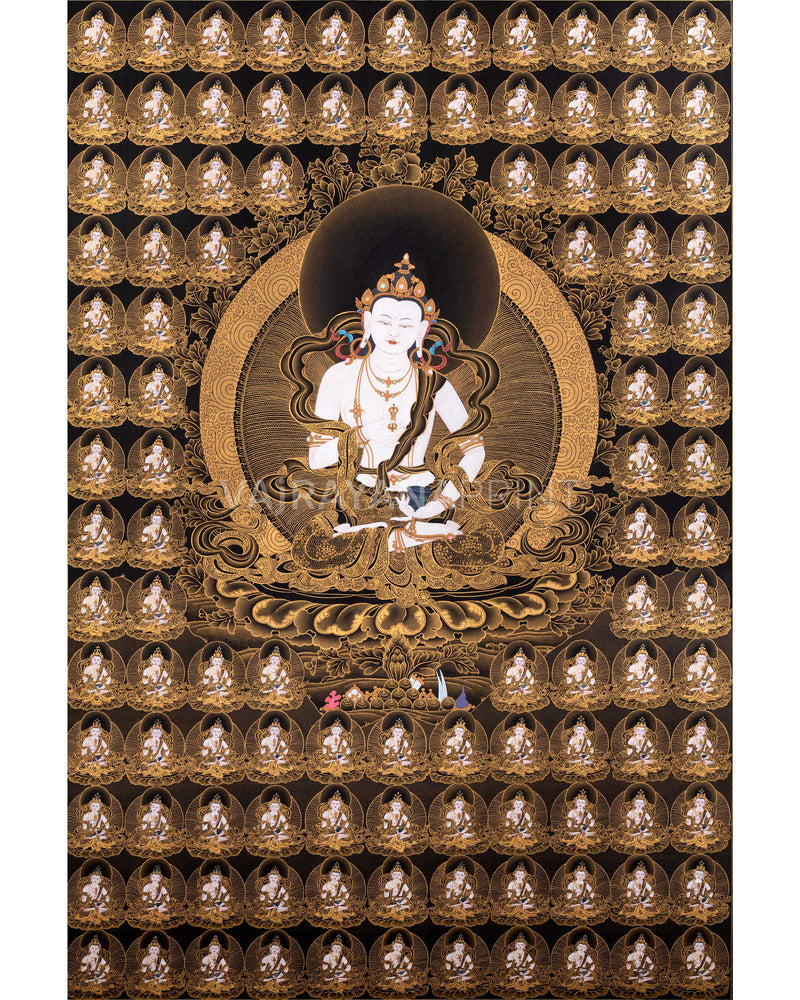 108 Vajrasattva Thangka, Tibetan Vajrayana Painting, Thangka Print