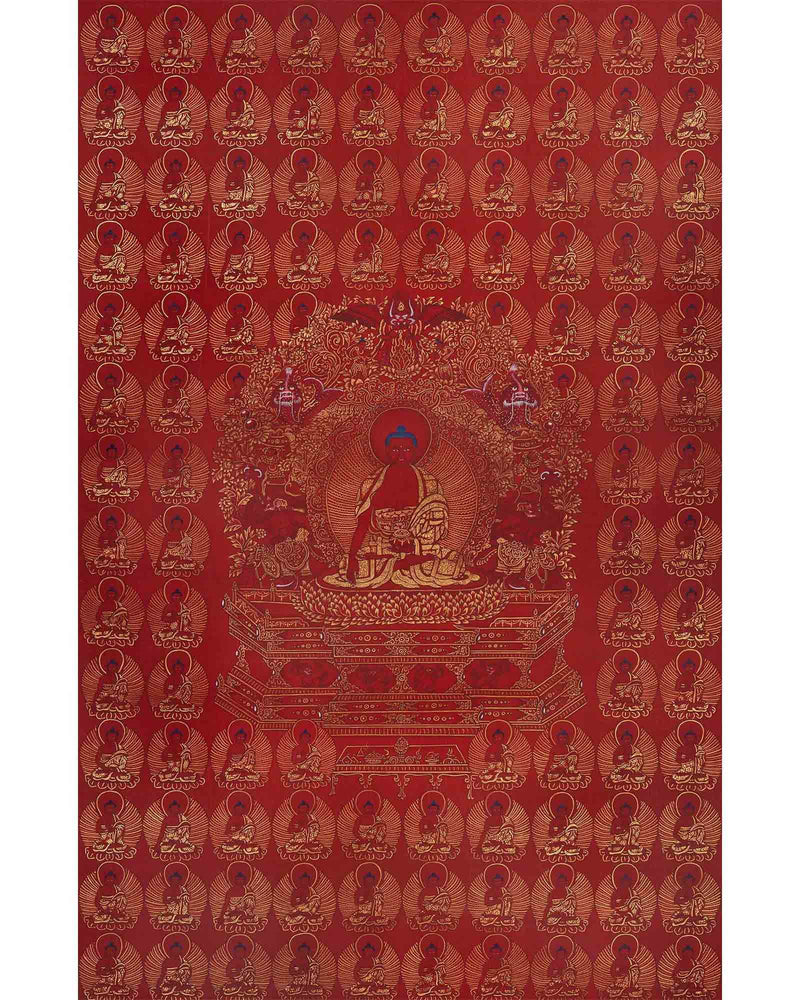 108 Multiple Shakyamuni Buddha  | Hand Painted 24K Gold Art