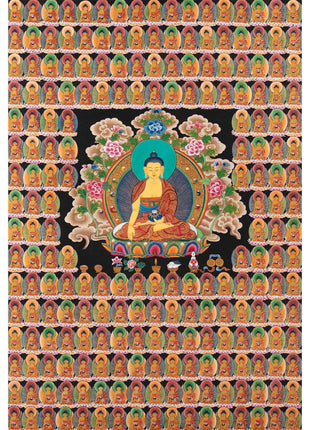 108 Seated Buddha Thangka | Yoga Meditation Canvas Art for your Peace and wellbeing