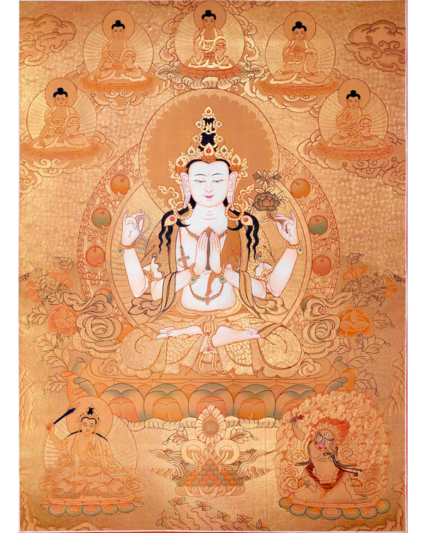 Avalokitesvara Chengrezig Thangka |Tibetan Buddhist Thangka Art