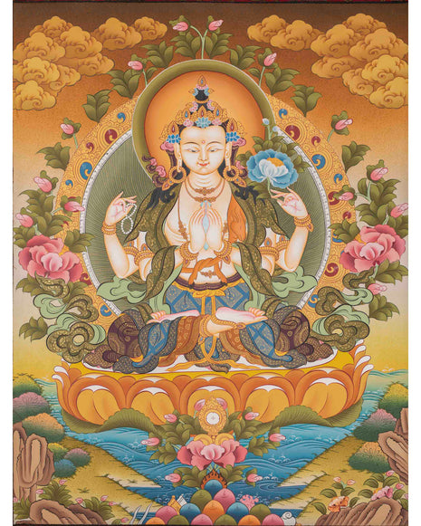 Bodhisattva Avalokiteshvara Tapestry | Chengrezig Thangka