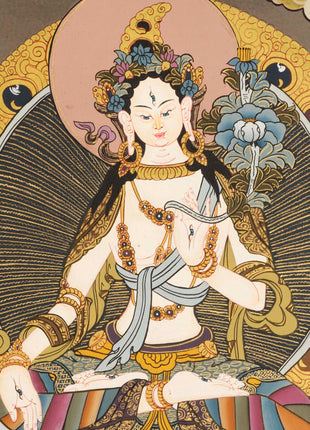 Buddhist White Tara |  Tibetan Female Thangka