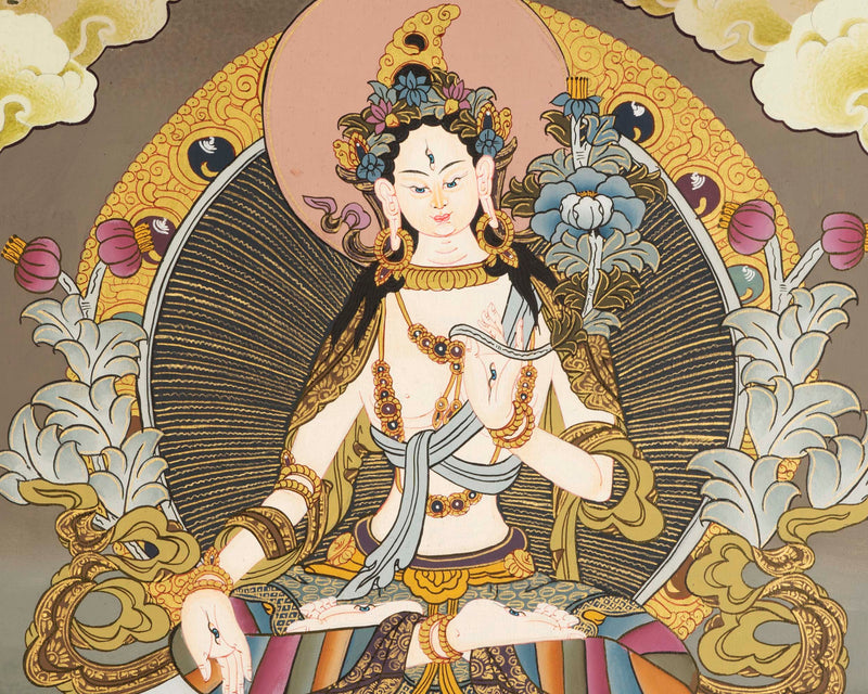 Buddhist White Tara |  Tibetan Female Thangka