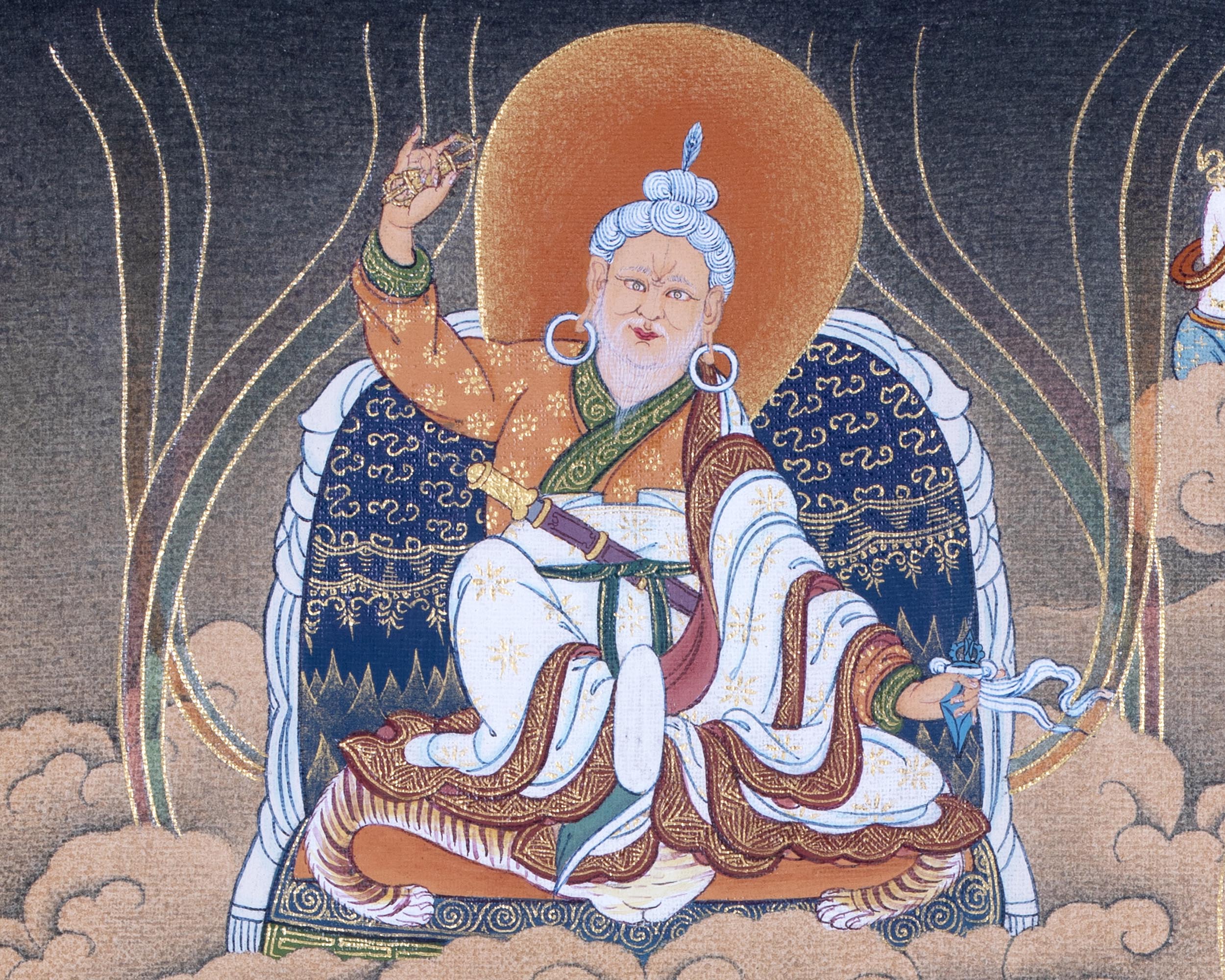 Guru Rinpoche With Guru Norla and Urgen Menla Thangka | Vajrayana Thangka Prints | Buddhist Art