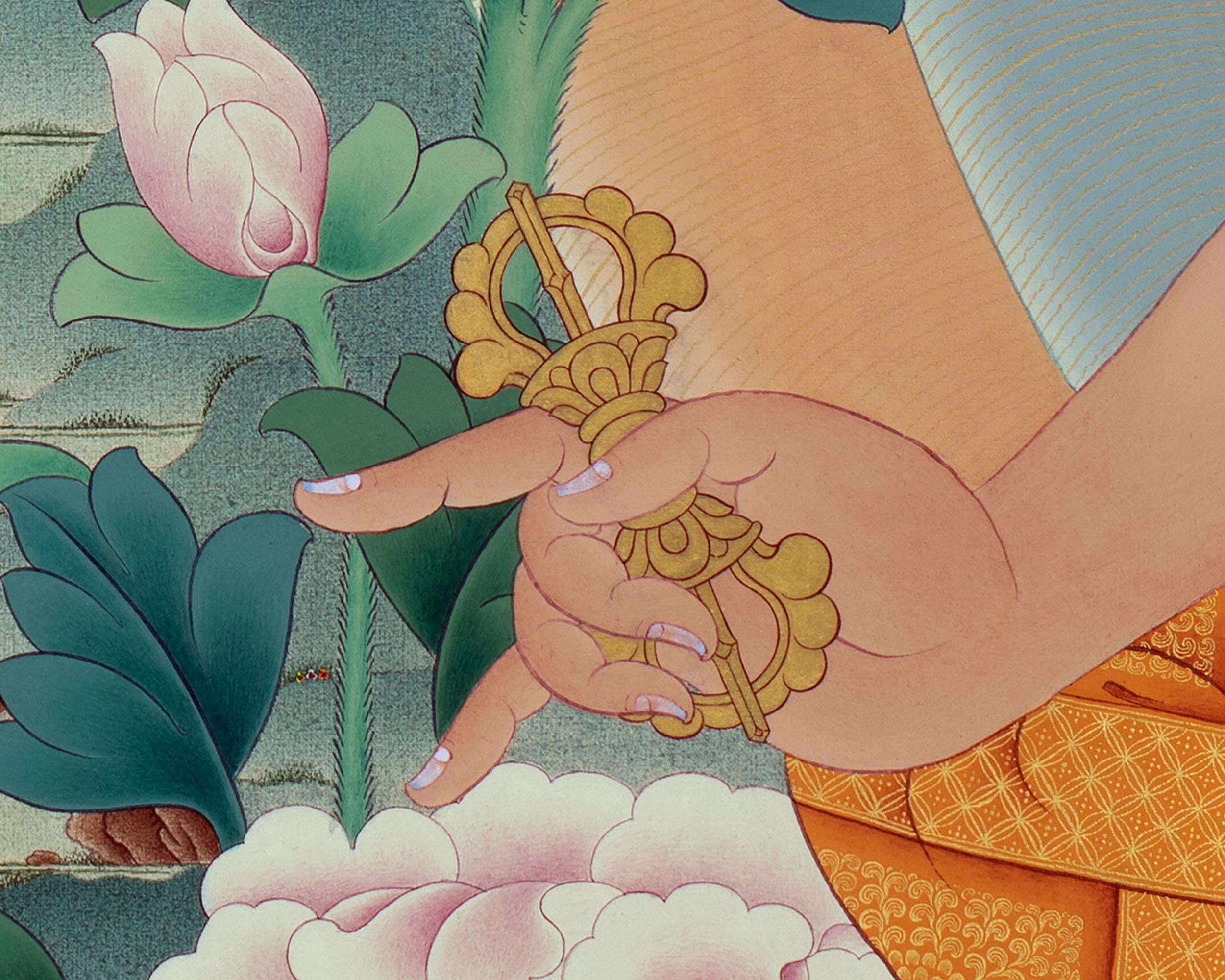 Guru Rinpoche In Pandita Form | Traditional Thangka Canvas Print