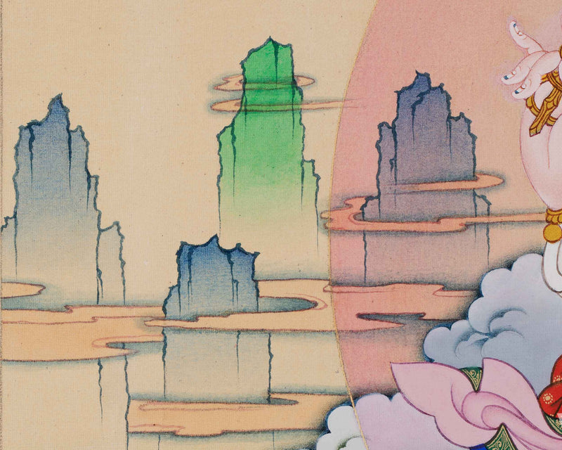 Traditional Guru Rinpoche Empowerment Thangka Print | Master Padmasambhava Canvas Print For Living Room Decor