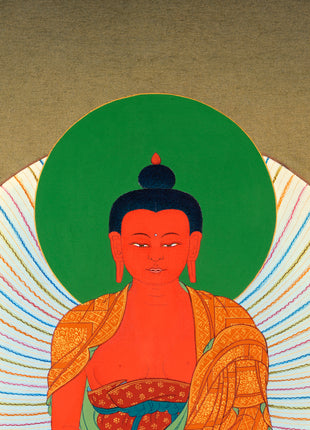 Amitabha Buddha, Chenrezig and Vajrapani | Hand Painted | Tibetan Thangka Art