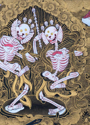 Sakya Mahakala with His Retinues and Sakya Masters, A complete Set of Mahakala Thangka