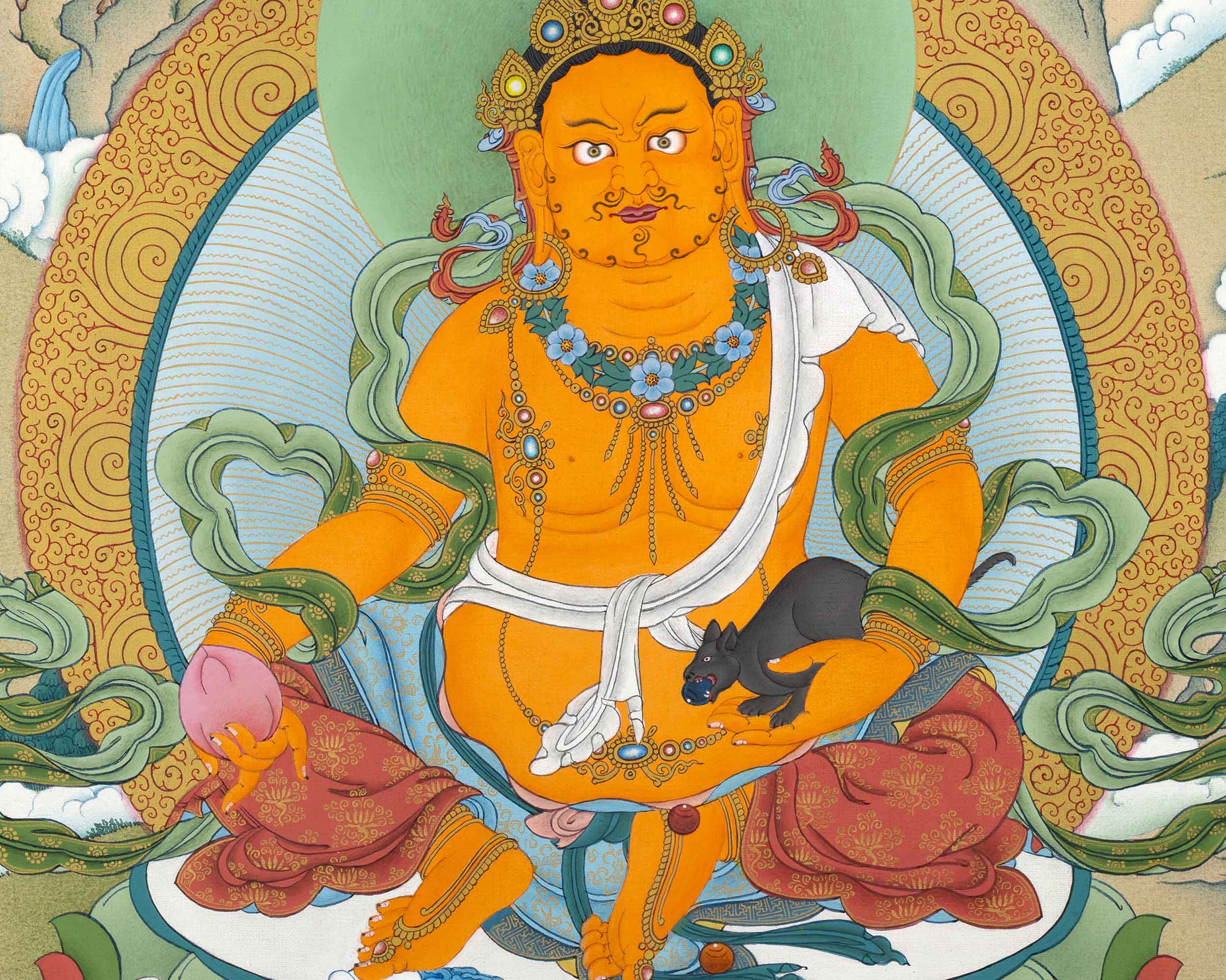 Traditional Wealth Deity Dzambala Thangka