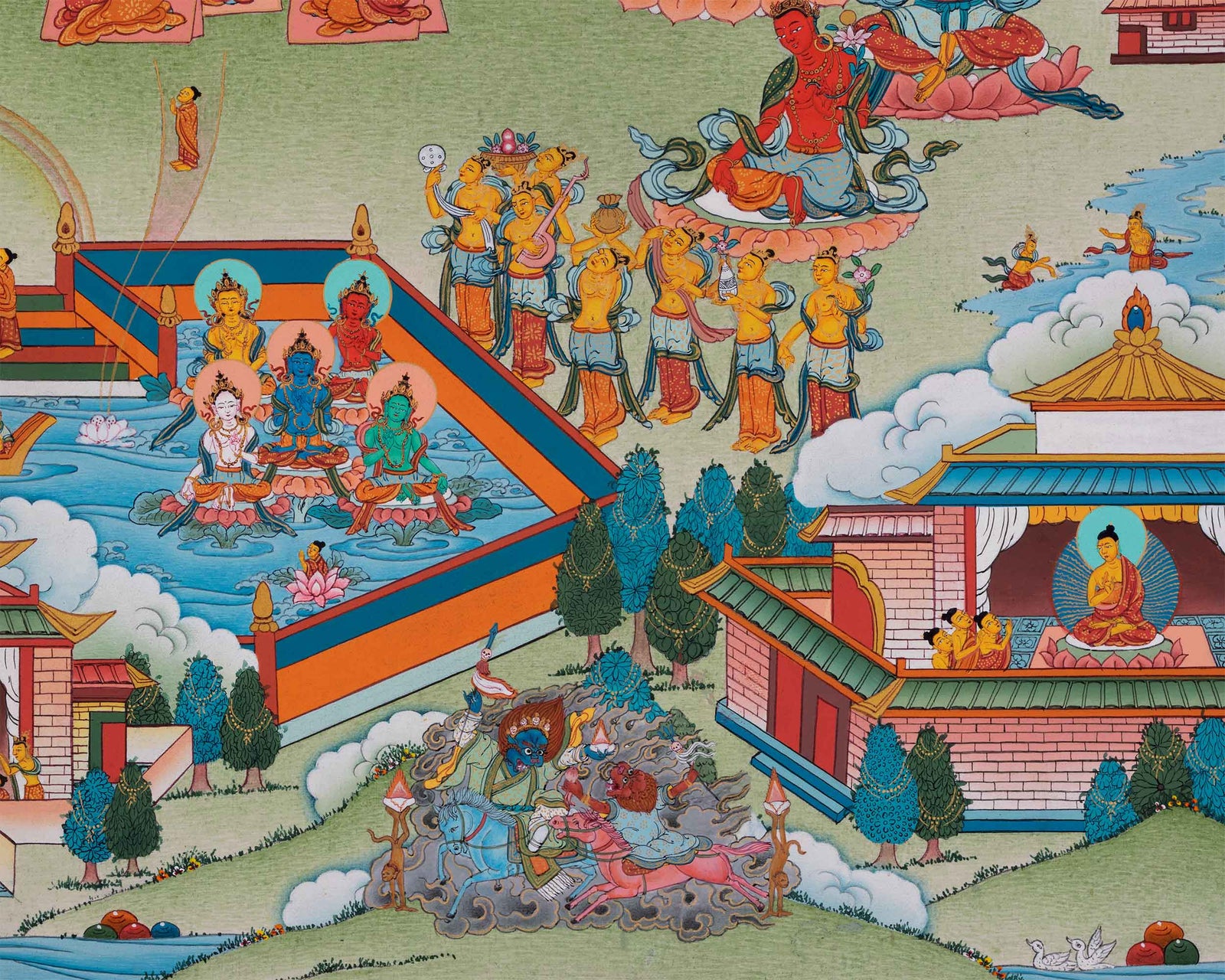 Amitabh Buddha Pure Land Thangka | Traditionally Hand-Painted Amitabha