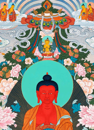 Amitabha Buddha Pure Land Thangka | Tibetan Thangka Hand painted in Enlightenment Studio