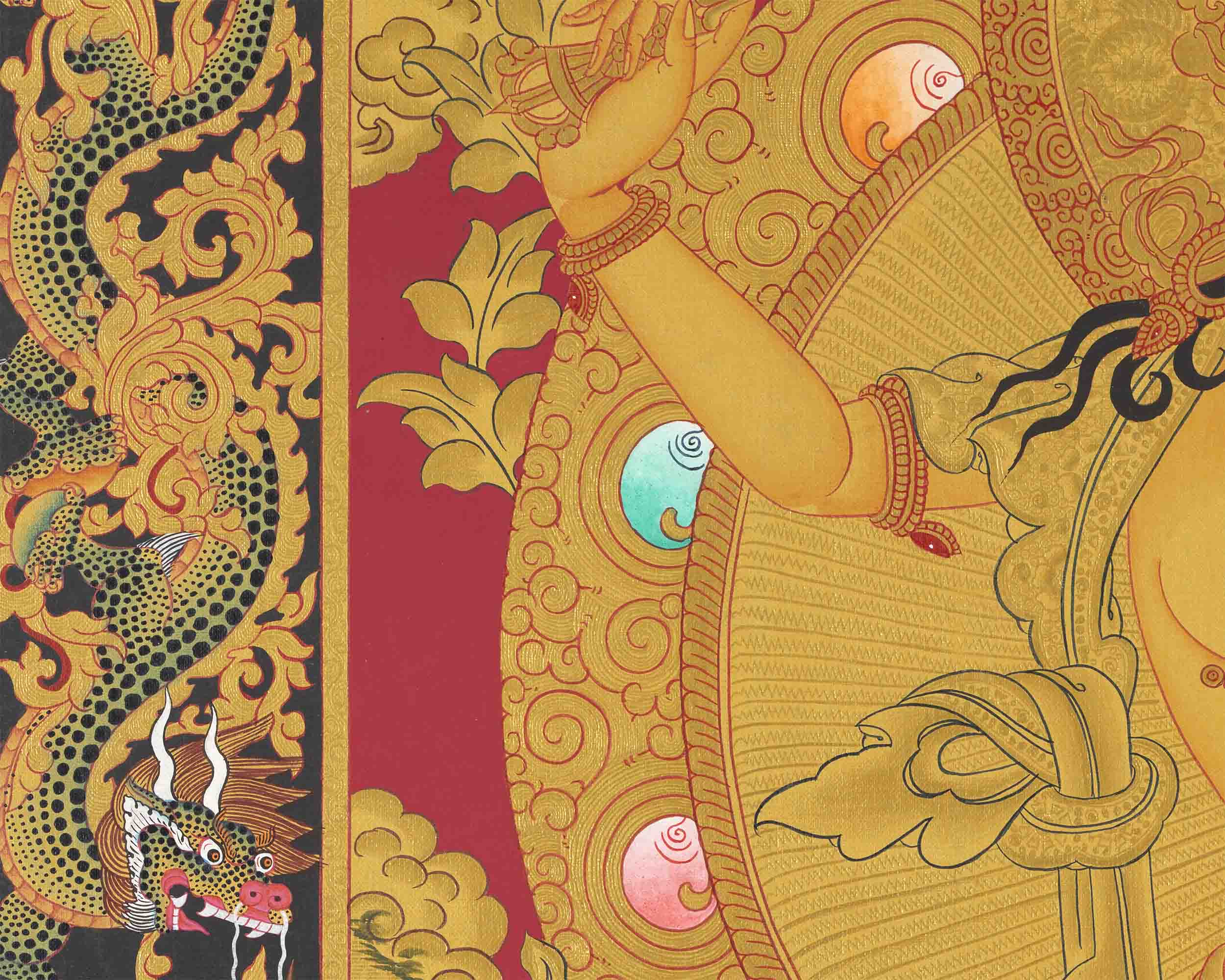 Full 24K Gold Manjushree Thangka | Bodhisattva Of Wisdom