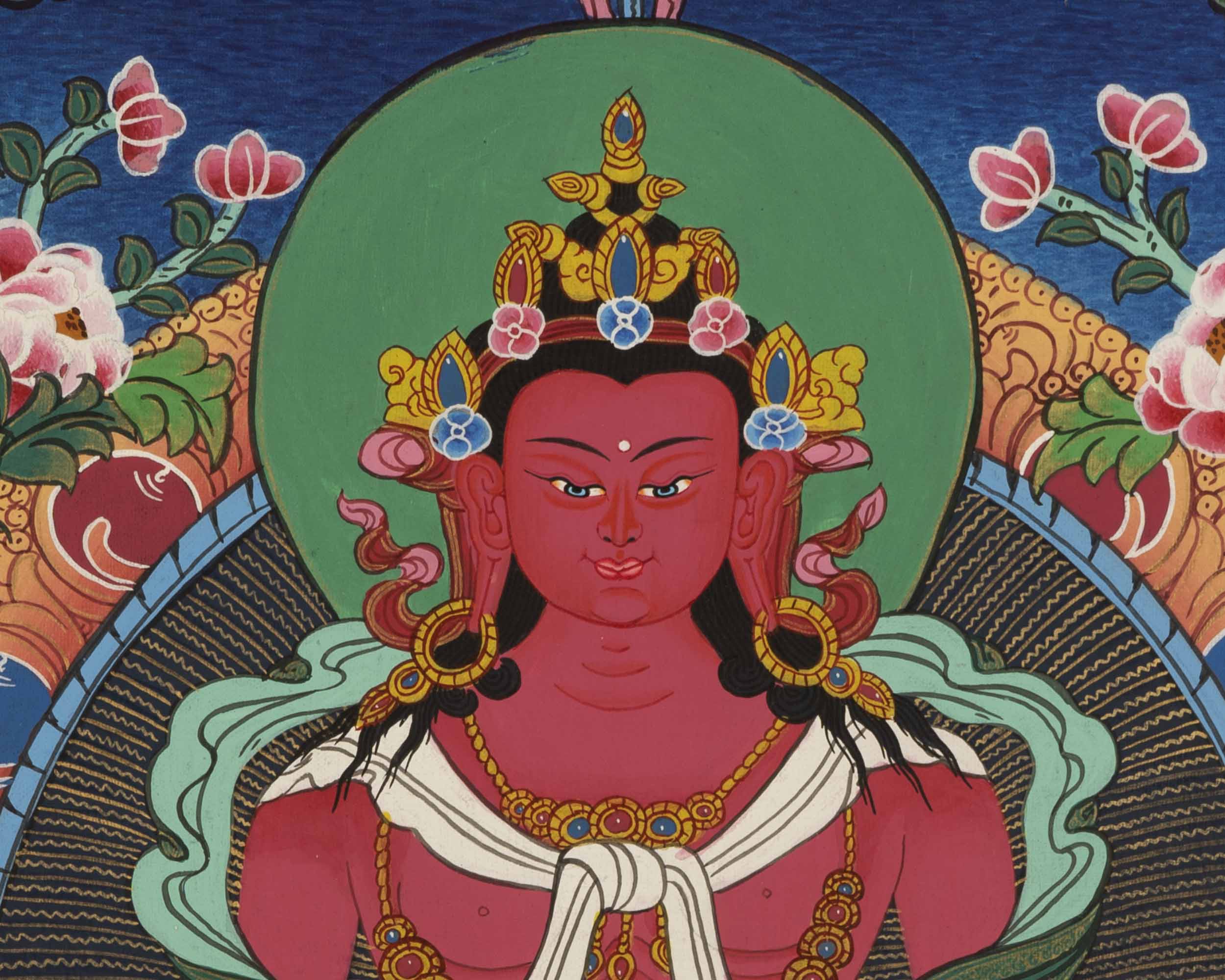 Red Amitayus Buddha Thangka | Tibetan Wall Decoration