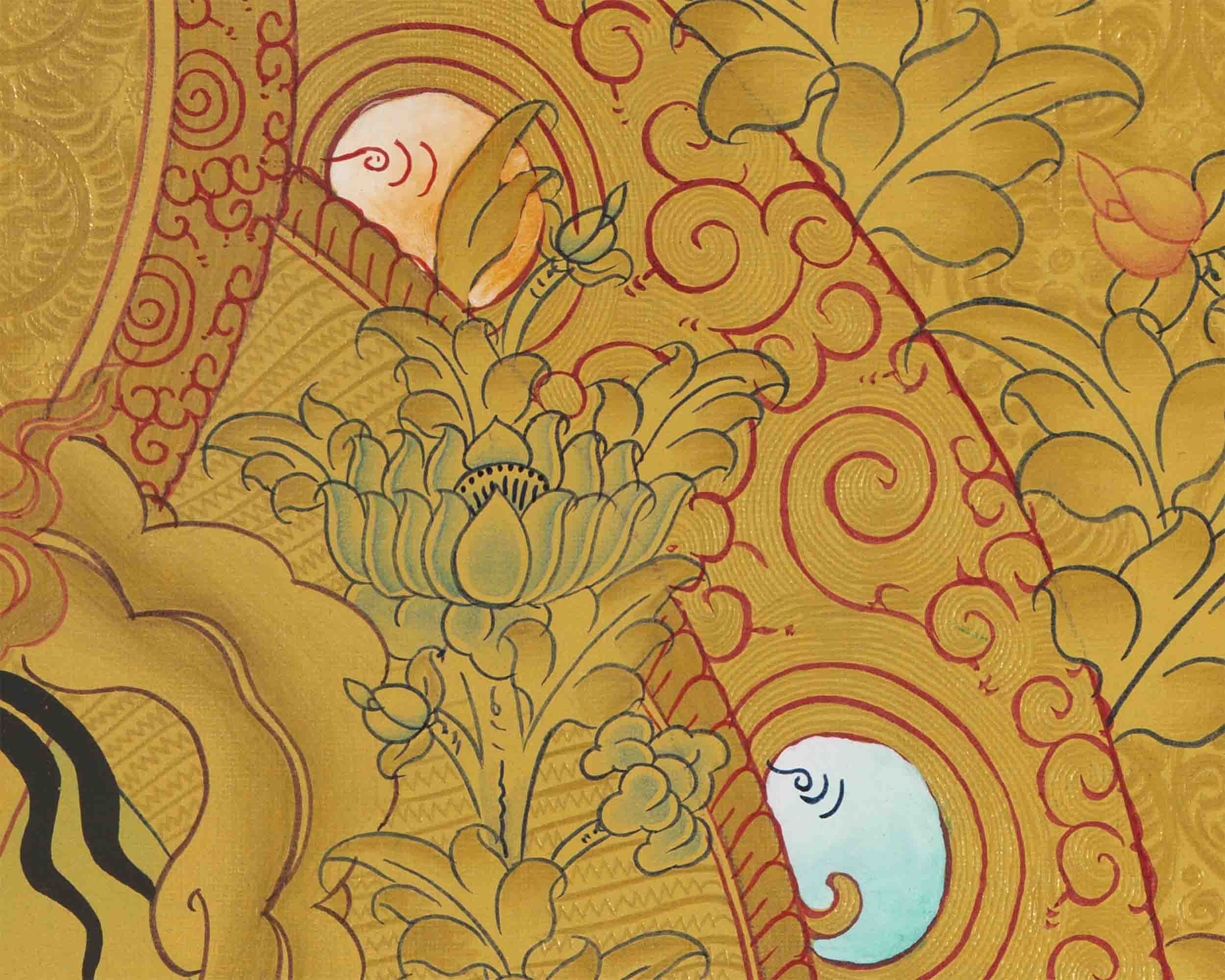 Full 24K Gold Green Tara Thangka | Wall Decoration Art