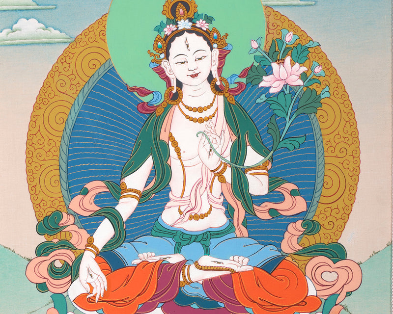 Mother White Tara | Brocade Thangka Art | Buddhist Deity