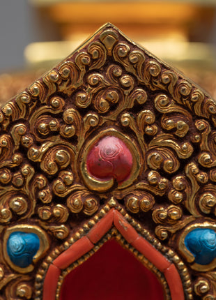 Gold Plated Stupa | Unique Decorative Object | Gift For Buddhist