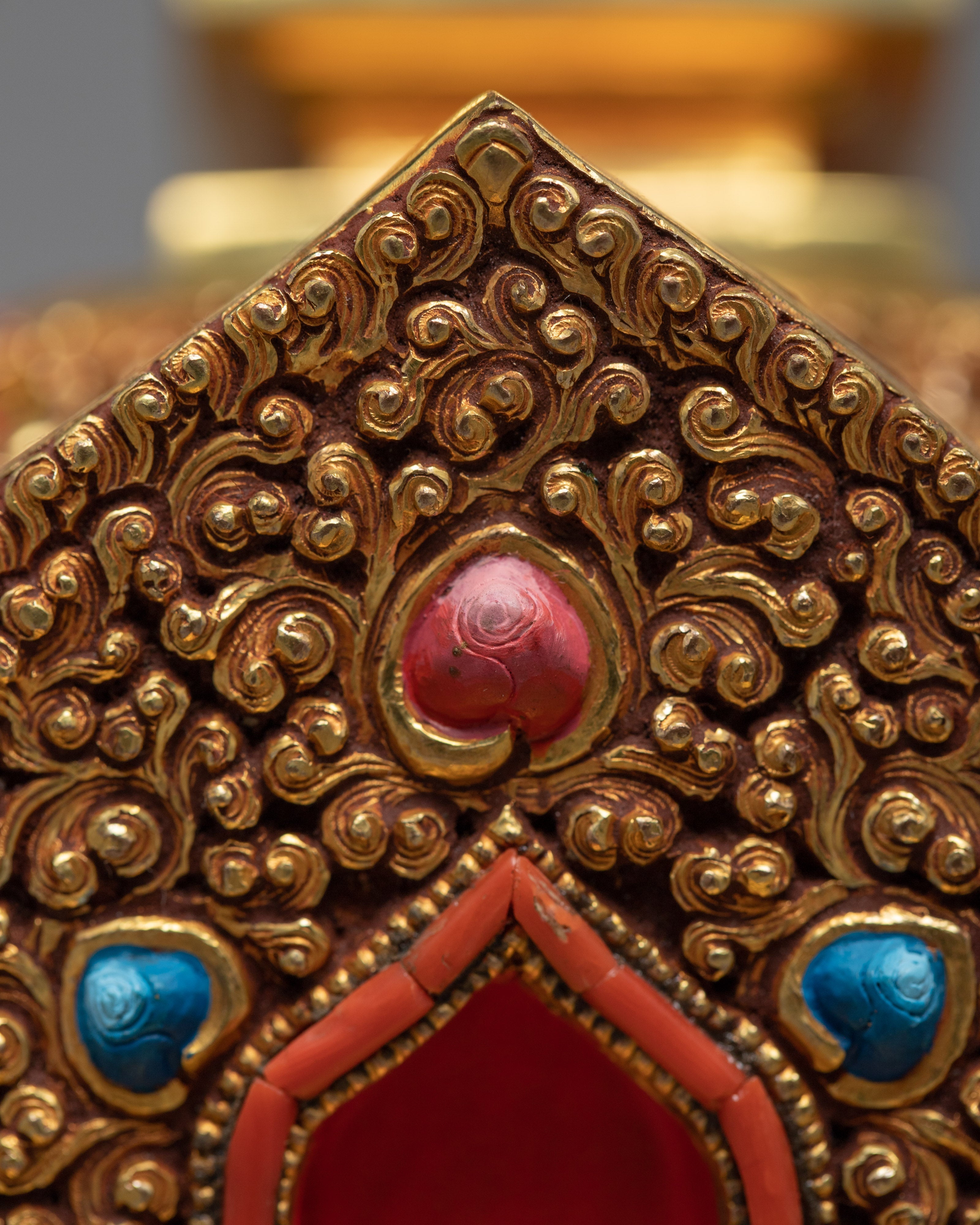 Gold Plated Stupa | Unique Decorative Object | Gift For Buddhist