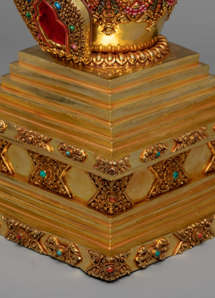 Gold Plated Stupa | Unique Decorative Object | Gift For Buddhist