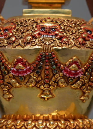 Gold Plated Stupa | Unique Decorative Object | Gift For Buddhist
