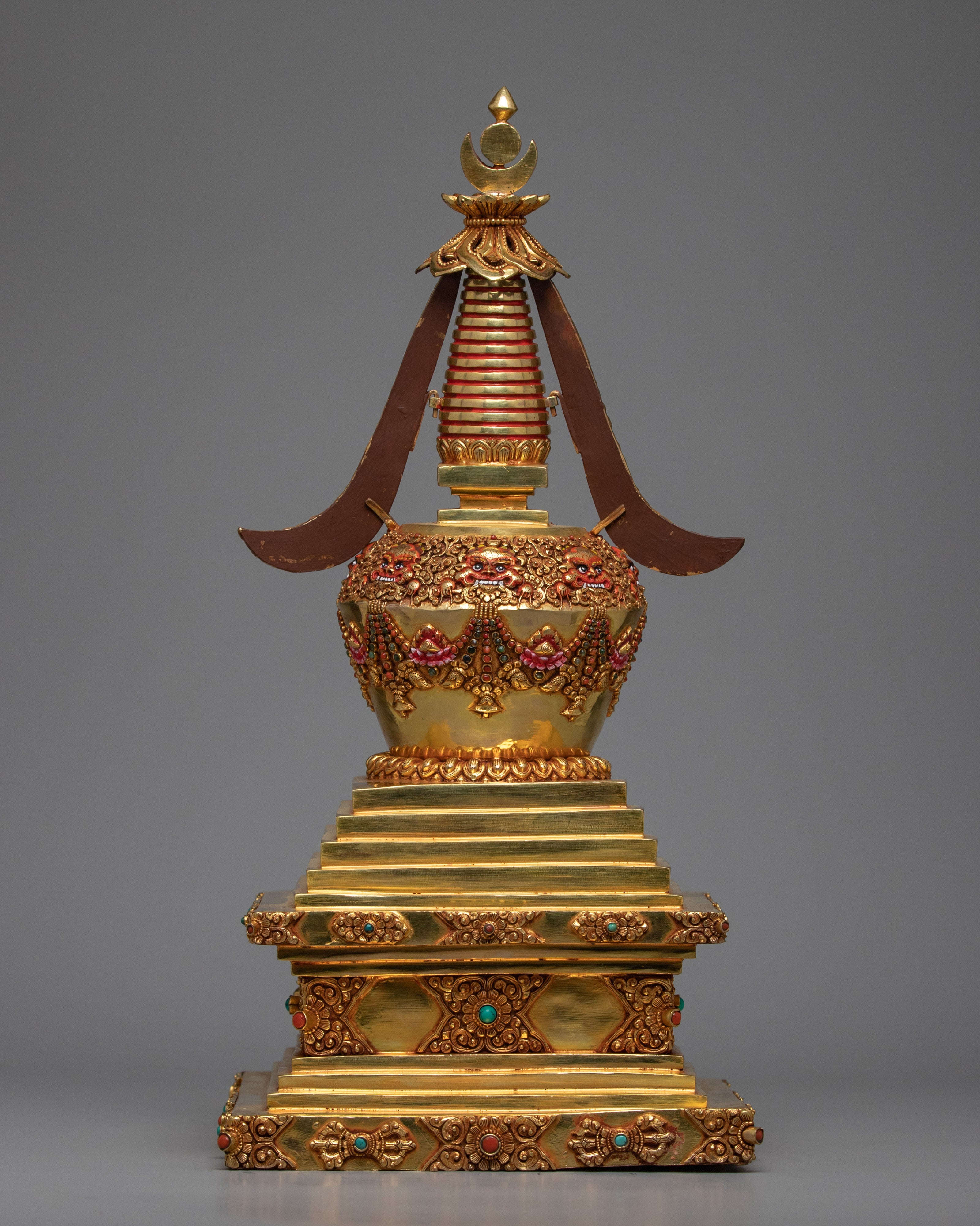 Gold Plated Stupa | Unique Decorative Object | Gift For Buddhist