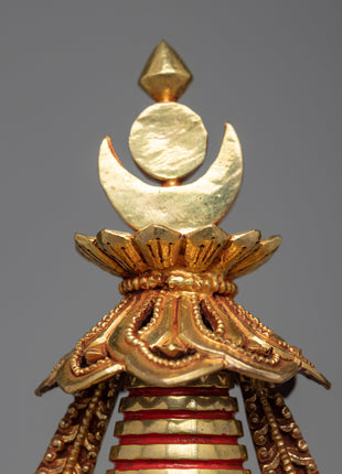 Gold Plated Stupa | Unique Decorative Object | Gift For Buddhist