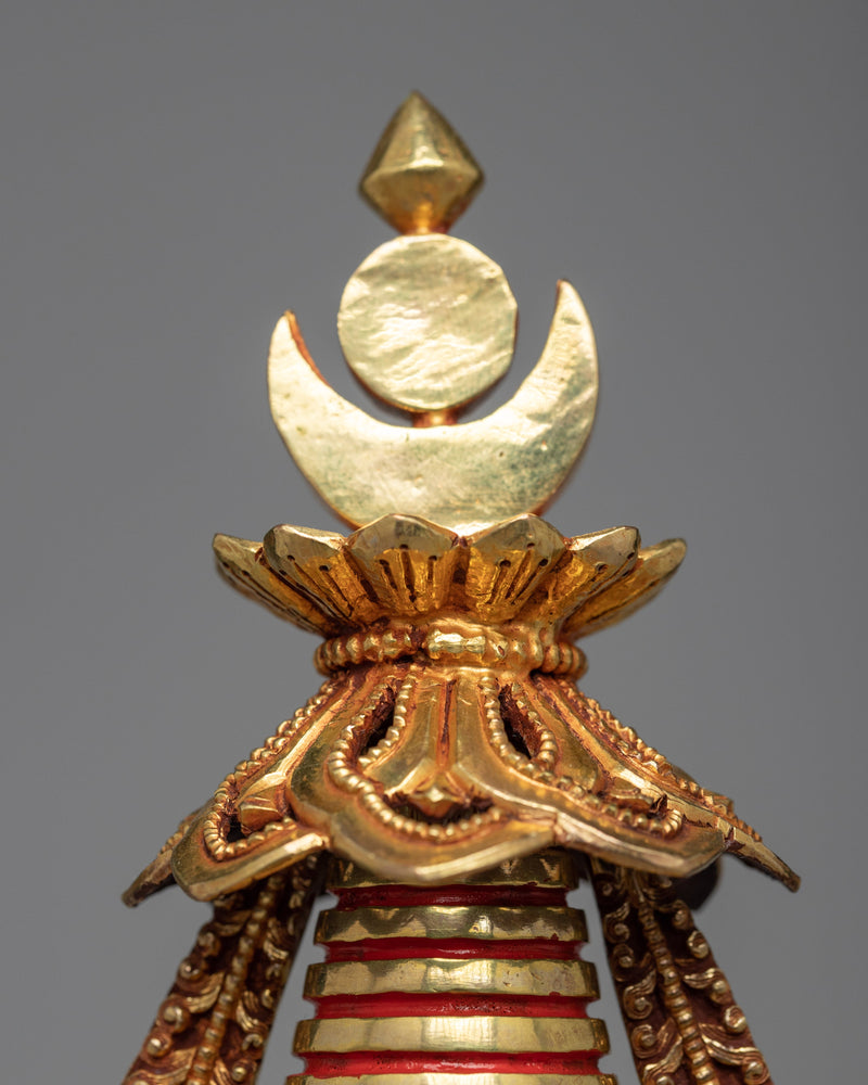 Gold Plated Stupa | Unique Decorative Object | Gift For Buddhist