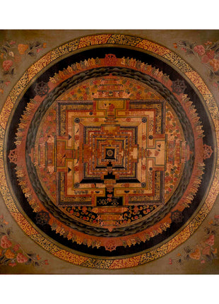 Oil Varnished Kalachakra Mandala | Tibetan Thangka Painting
