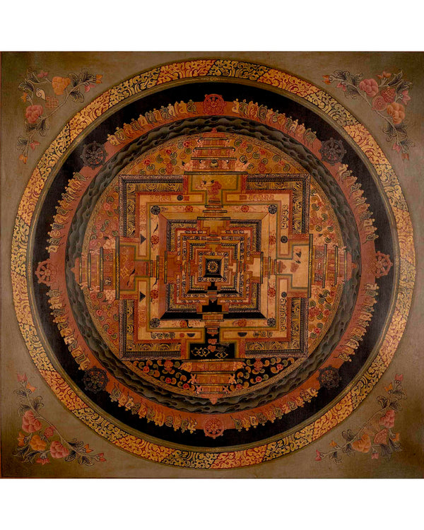 Oil Varnished Kalachakra Mandala | Tibetan Thangka Painting