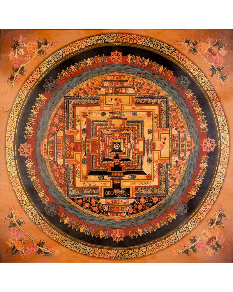 Kalachakra Mandala Tibetan Thangka Painting | Spiritual Home Decoration Art