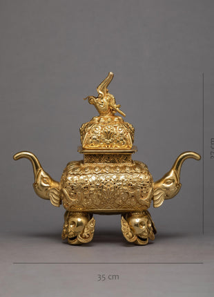 Elephant Incense Burner | Plated With Pure Gold | Ritual Items