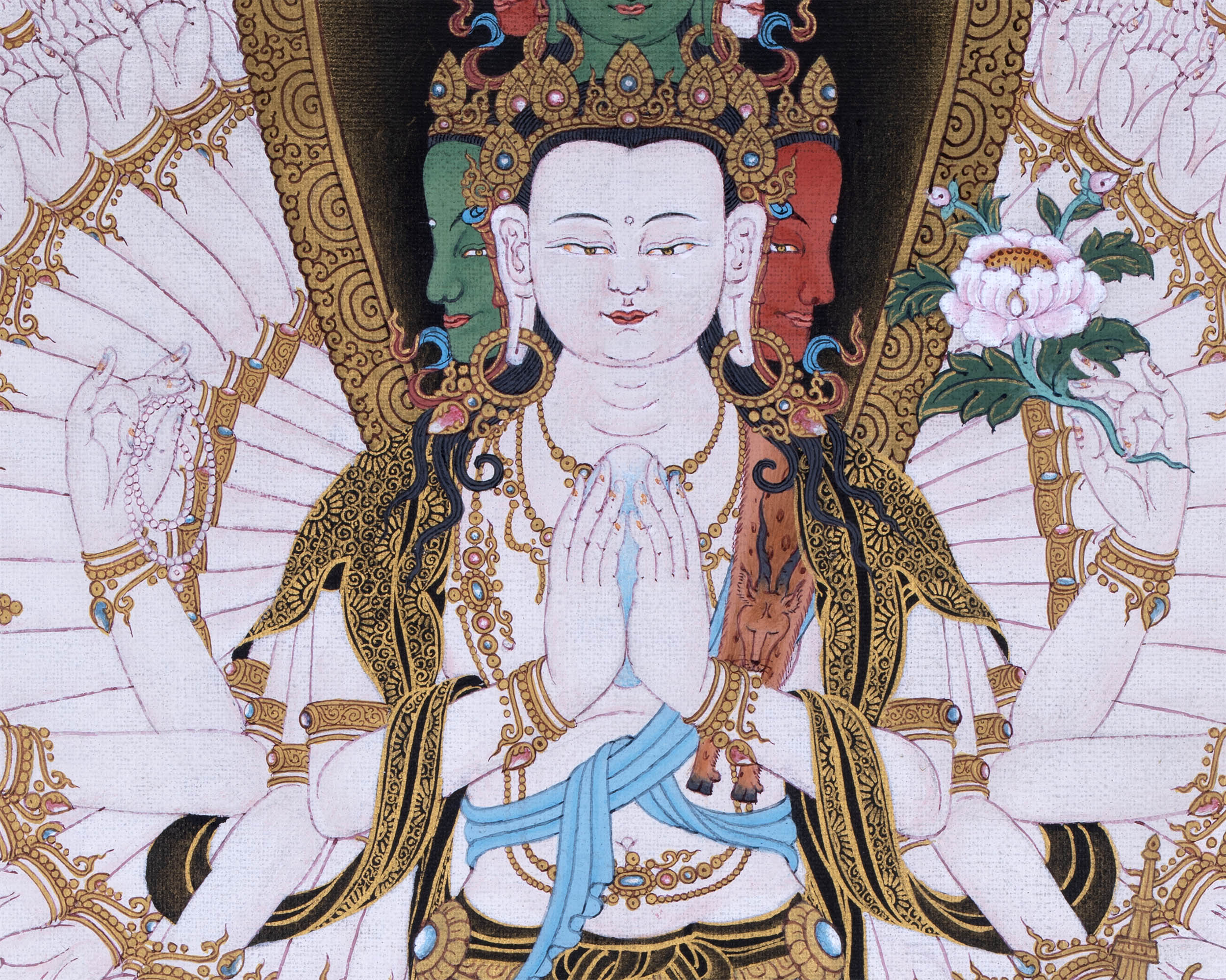 1000 armed Avalokiteshvara with Bodhisattva Thangka | Tibetan Art Prints