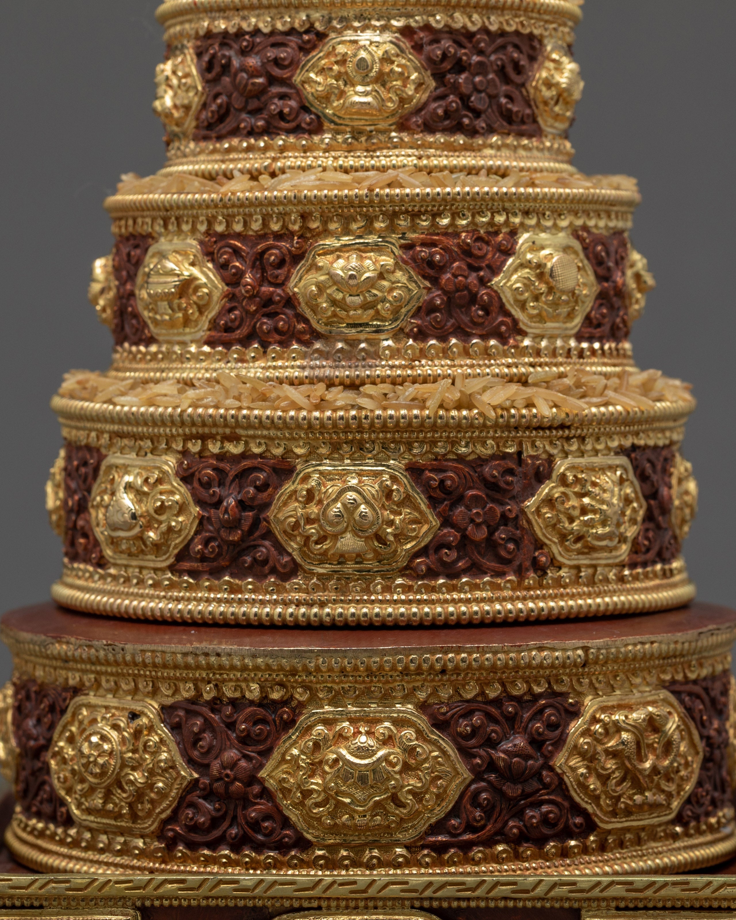 Mandala for Meditation | Handcarved and Gold Plated | Buddhist Altar Supplies