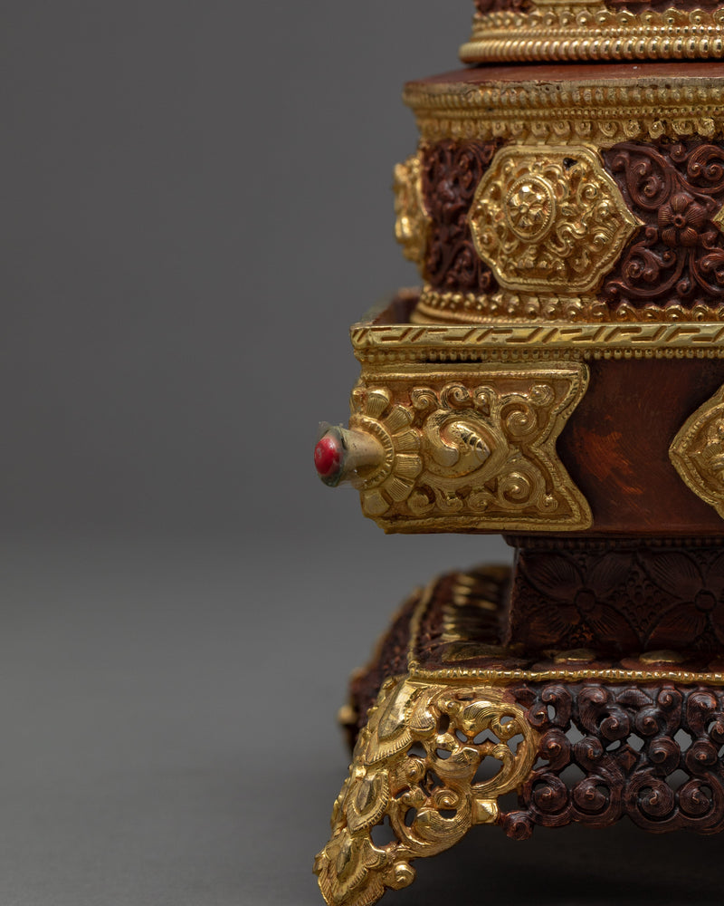 Mandala for Meditation | Handcarved and Gold Plated | Buddhist Altar Supplies