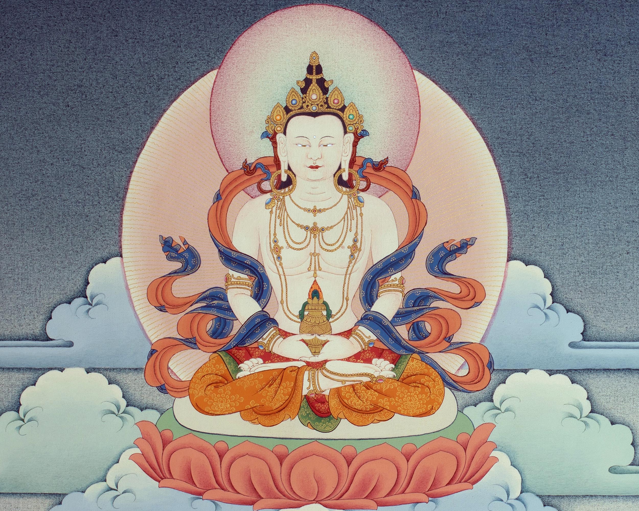 Guru Rinpoche In Pandita Form | Traditional Thangka Canvas Print
