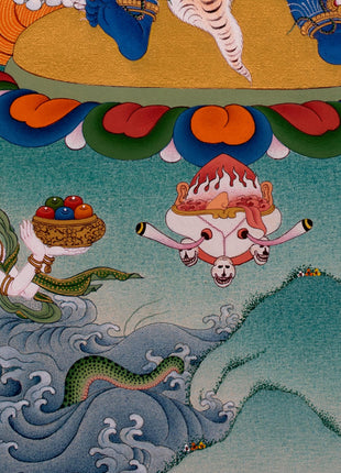 Guru Padmasambhava Manifestation Thangka | Tibetan Thangka Canvas Print