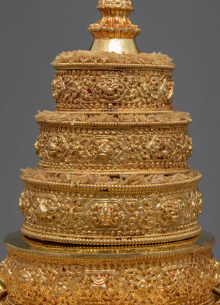 5 inches Mandala for Offering | Handcarved Buddhist Offering Set