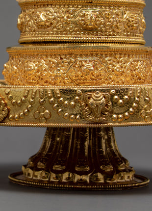 5 inches Mandala for Offering | Handcarved Buddhist Offering Set