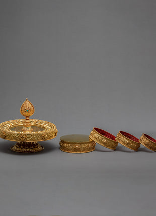 5 inches Mandala for Offering | Handcarved Buddhist Offering Set