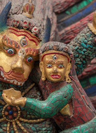 Yamantaka Wooden Statue | Small Statue for Home Decor | Arts and Crafts Nepal