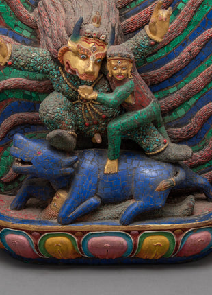 Yamantaka Wooden Statue | Small Statue for Home Decor | Arts and Crafts Nepal