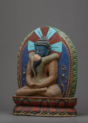 Wooden Samantabhadra with Consort | Indoor Statues Decor | Nepal Handicrafts