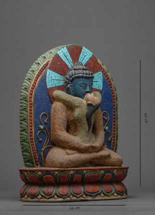 Wooden Samantabhadra with Consort | Indoor Statues Decor | Nepal Handicrafts