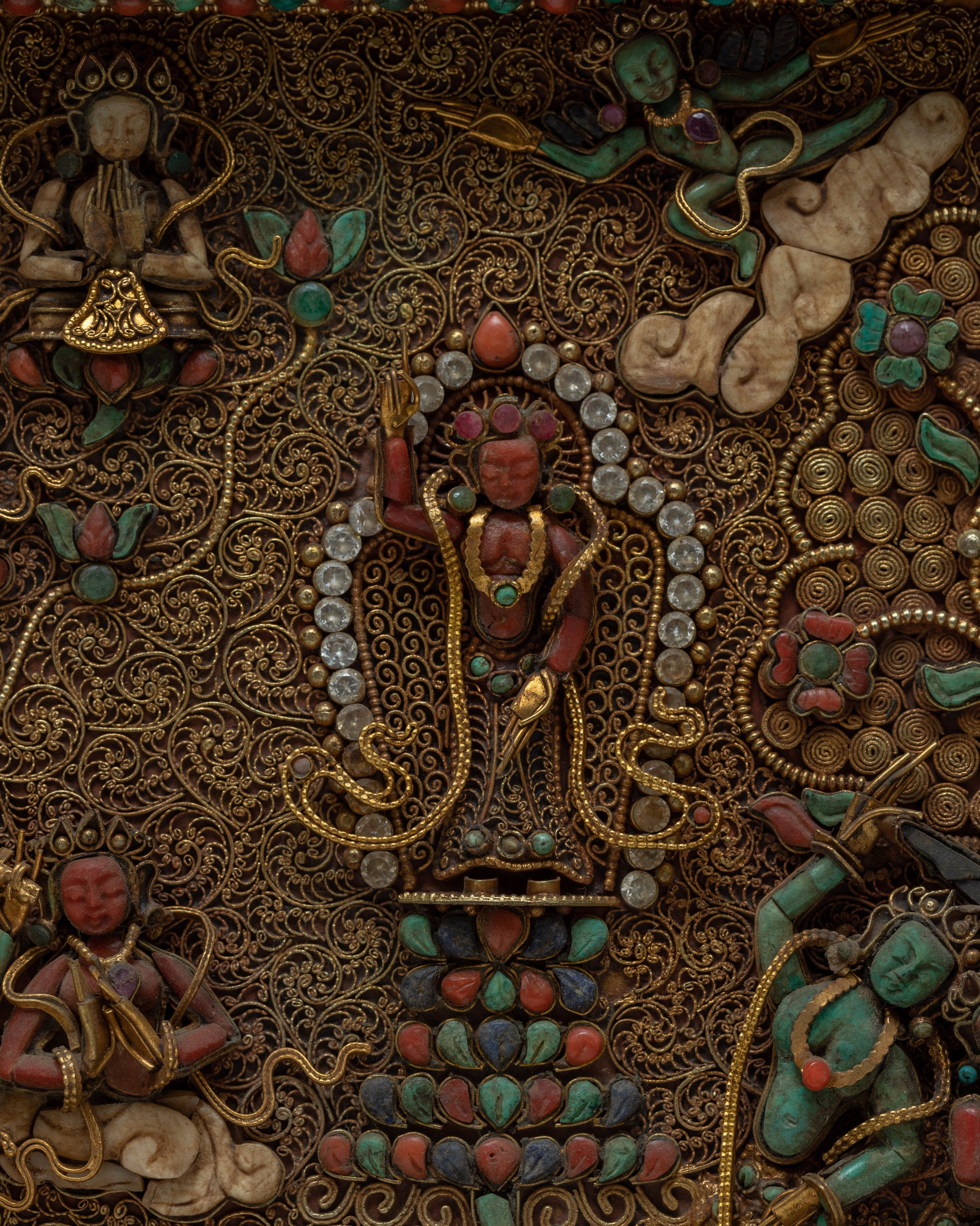 Buddha Story Frame Wall Art Decor | Large Vintage Gold Plated Ornate Frame | Buddhist Wall Decoration