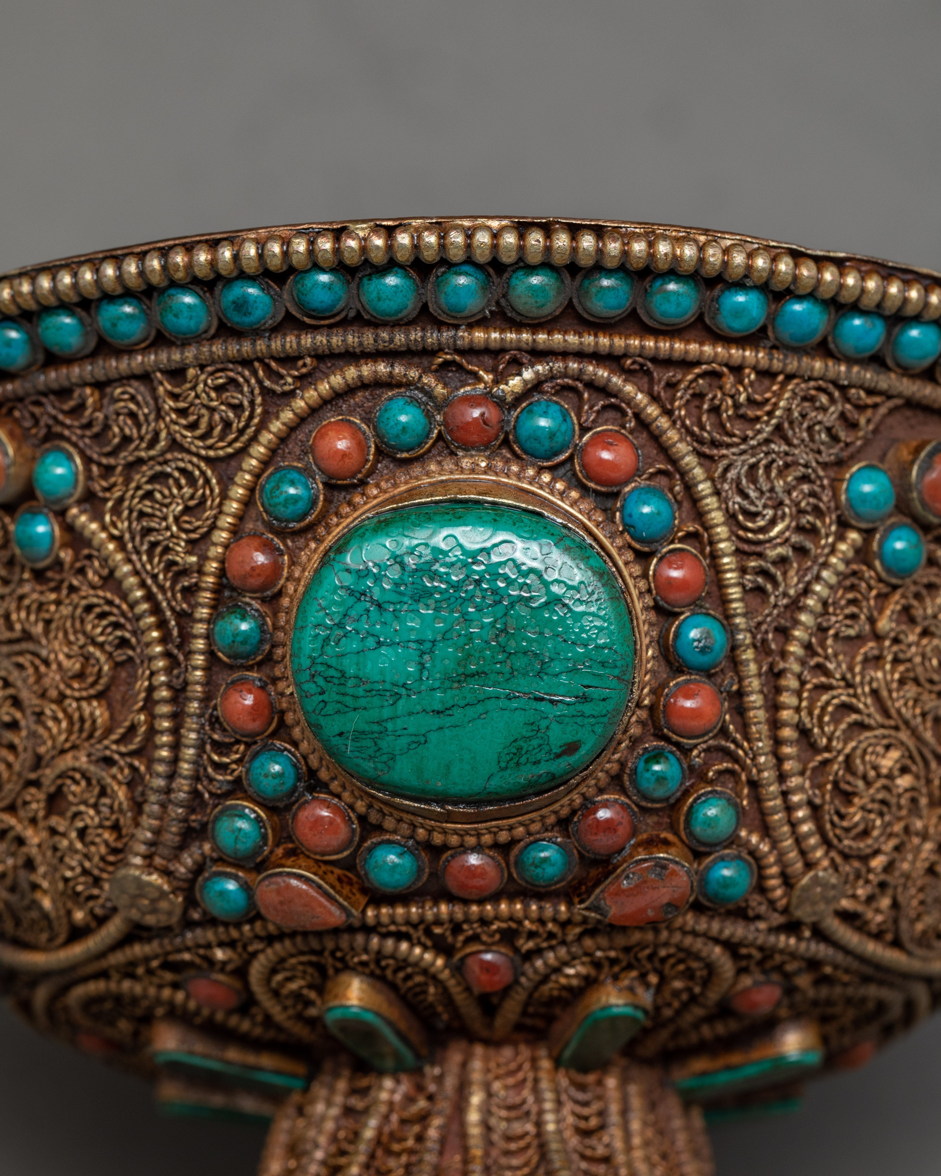Tibetan Offering Bowls | Filigree Carving | Buddhist Altar Offerings