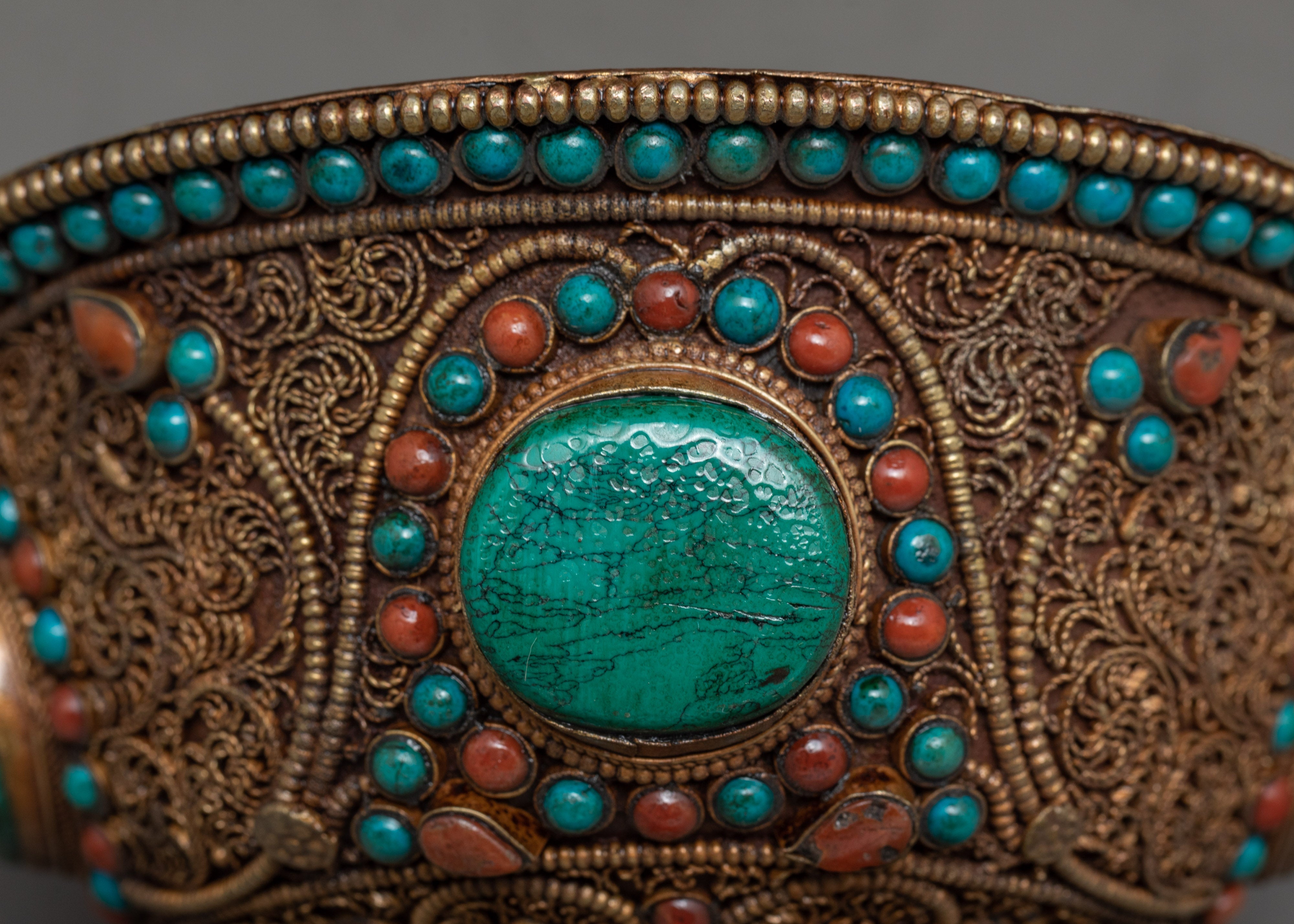 Tibetan Offering Bowls | Filigree Carving | Buddhist Altar Offerings