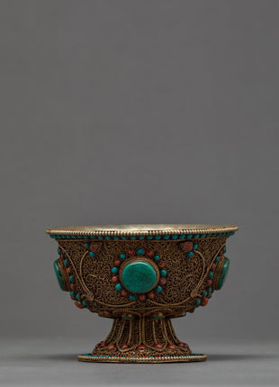 Tibetan Offering Bowls | Filigree Carving | Buddhist Altar Offerings