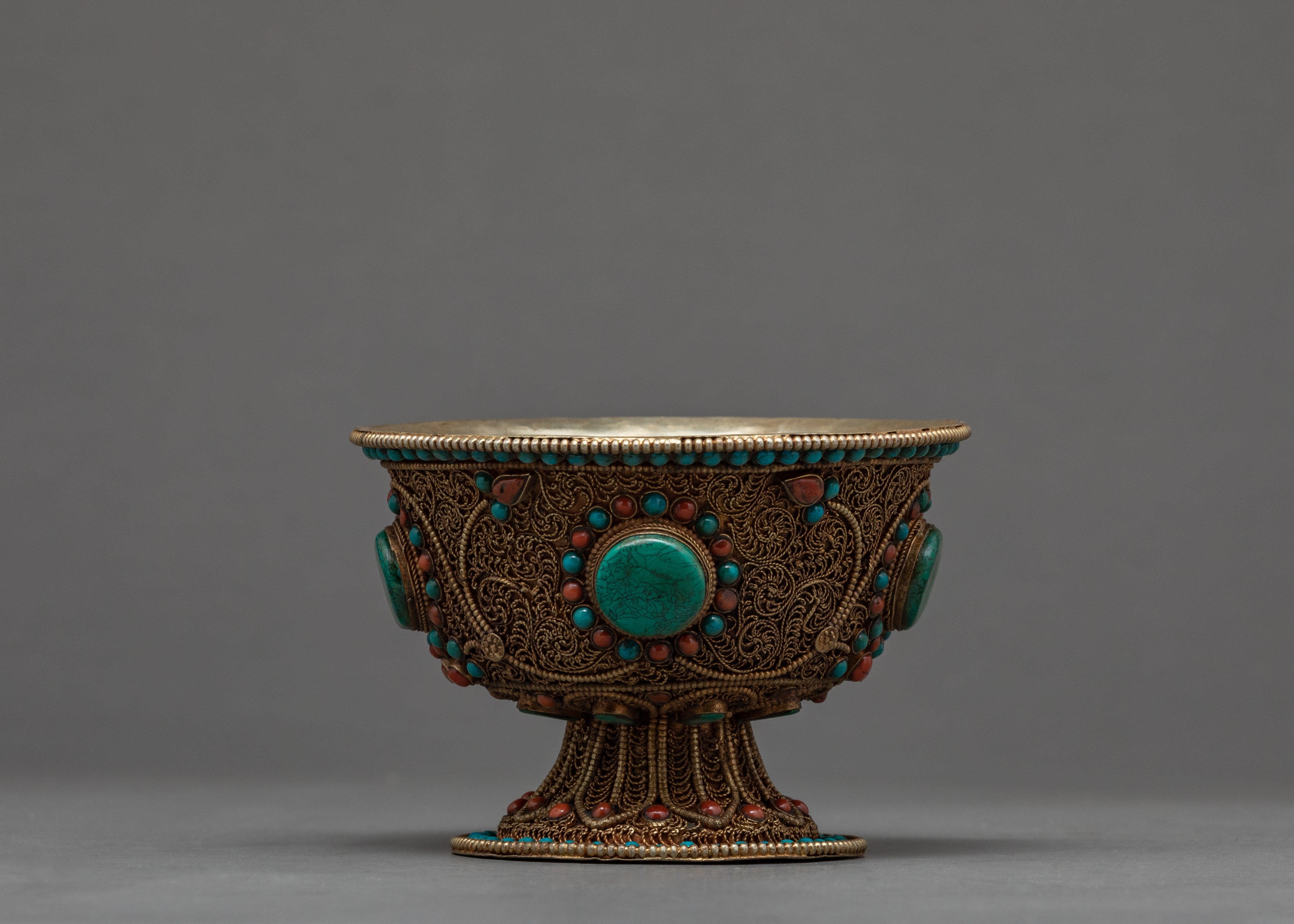Tibetan Offering Bowls | Filigree Carving | Buddhist Altar Offerings