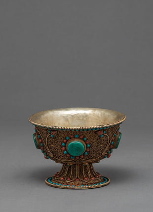 Tibetan Offering Bowls | Filigree Carving | Buddhist Altar Offerings