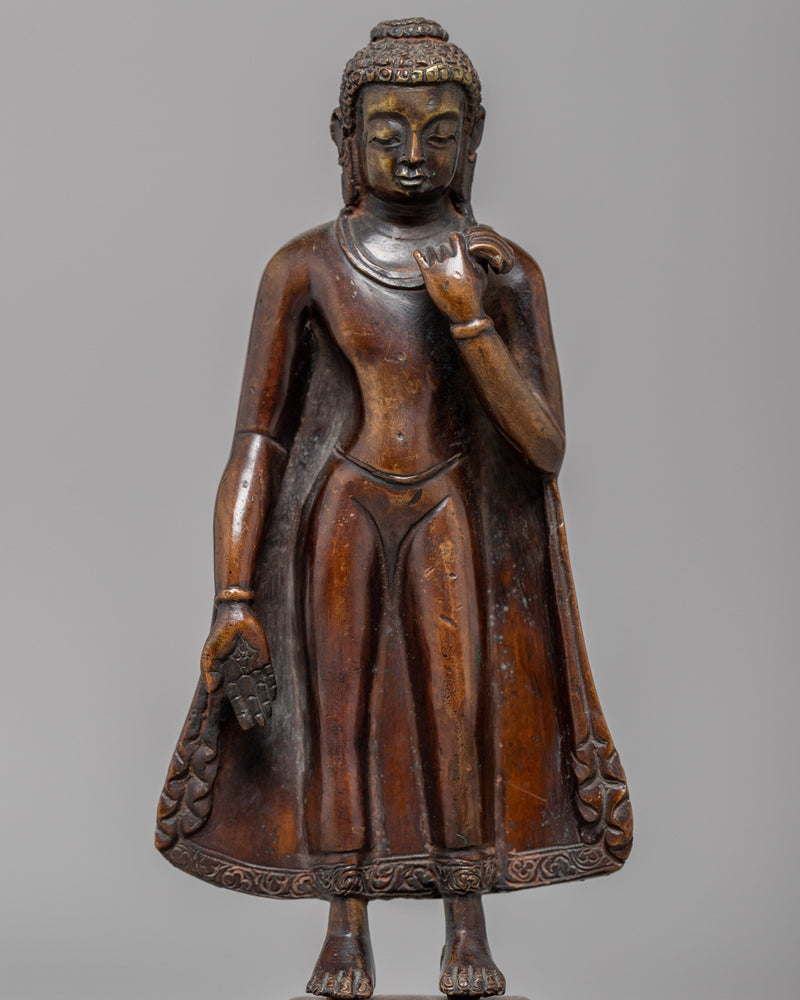 Vintage Standing Shakyamuni Buddha Statue | Capturing the Essence of Enlightenment