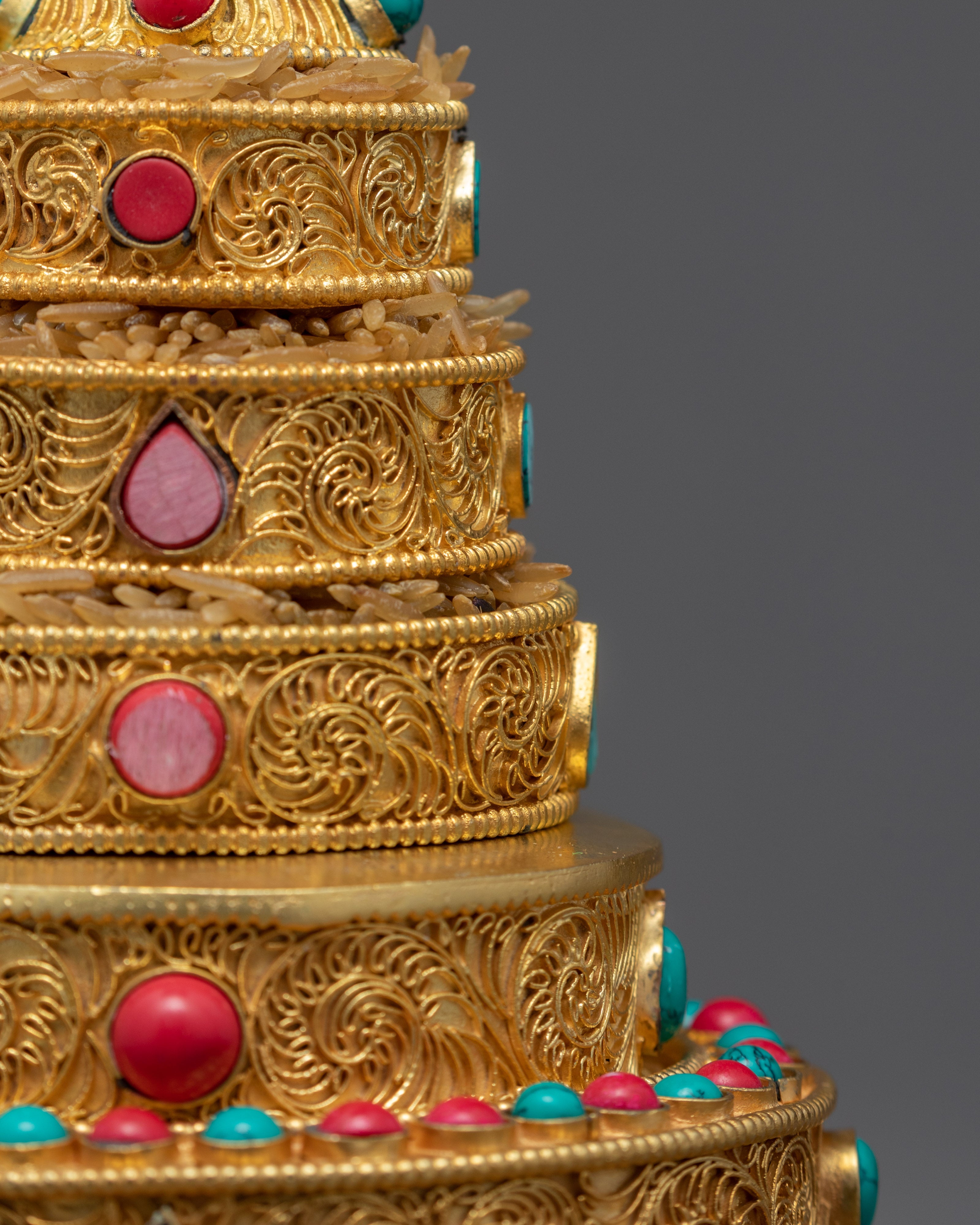 Exquisite Mandala Offering Set | Gold Plated Mandala | Buddhist Home Altar